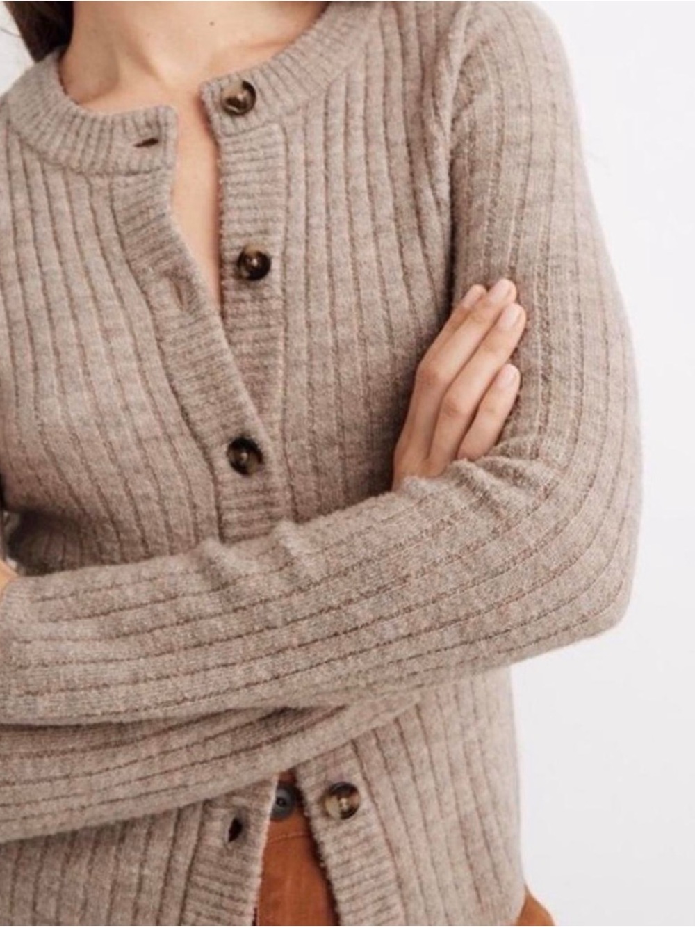 Madewell Merritt Shrunken Cardigan in Marled Putty size small